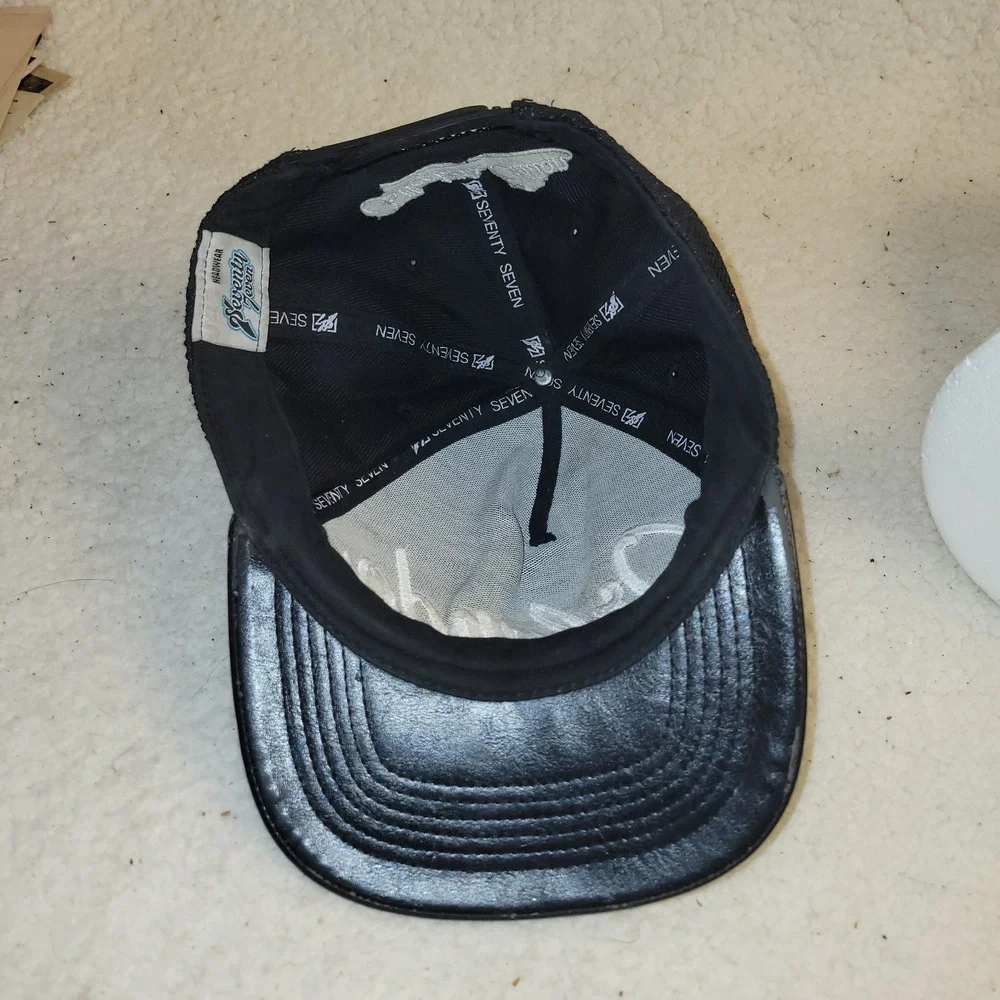 Seventy Seven Mesh Snapback Hat Black Script Logo‎ Trucker Cap Adjustable